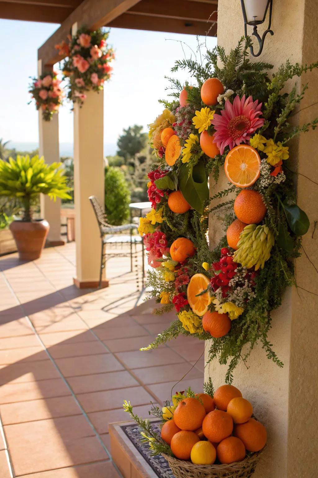 Summer fun using a citrus splash door piece.