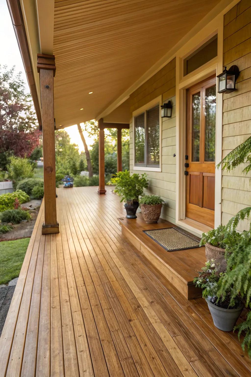 Bamboo stands as a sustainable, resilient candidate for porch flooring.