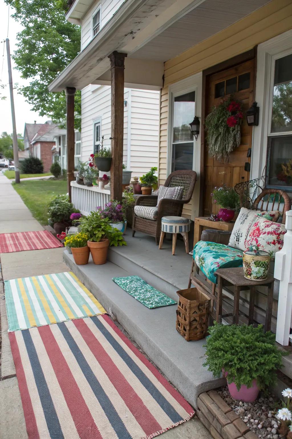 Mix and match rugs for a unique and personalized porch.