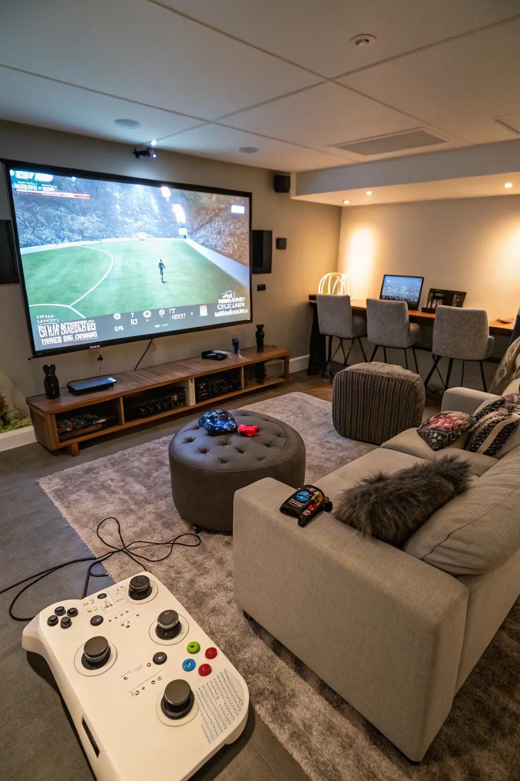 A projector setup can deliver a big-screen gaming experience.