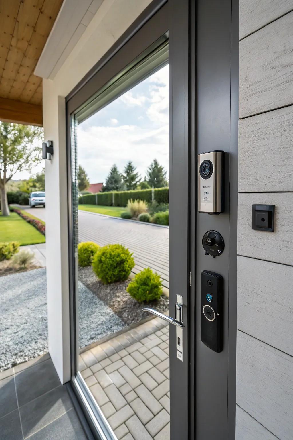 Smart technology gives convenience and security to this entryway door.