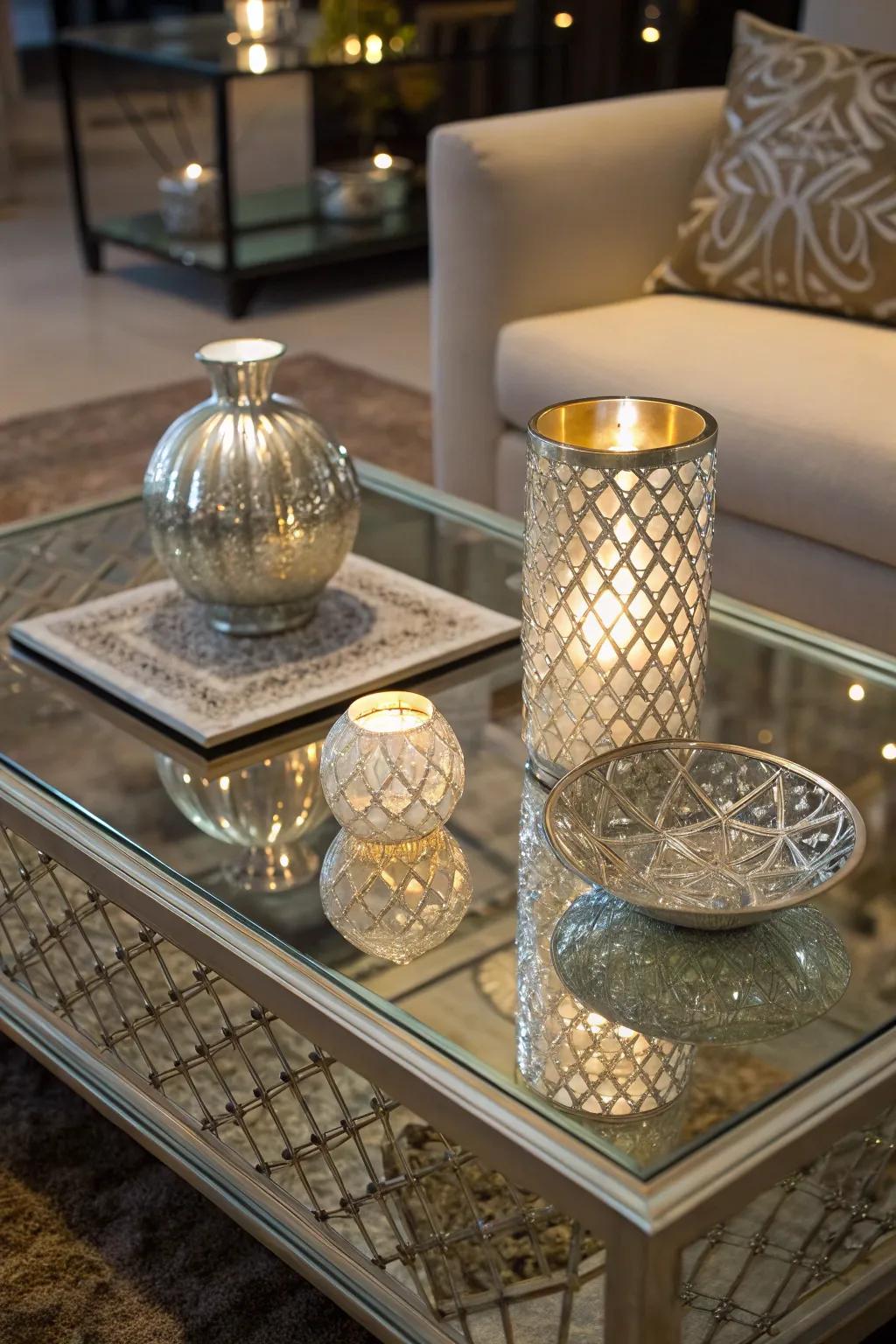 Mirrored surfaces incorporate energetic illumination and shade play.