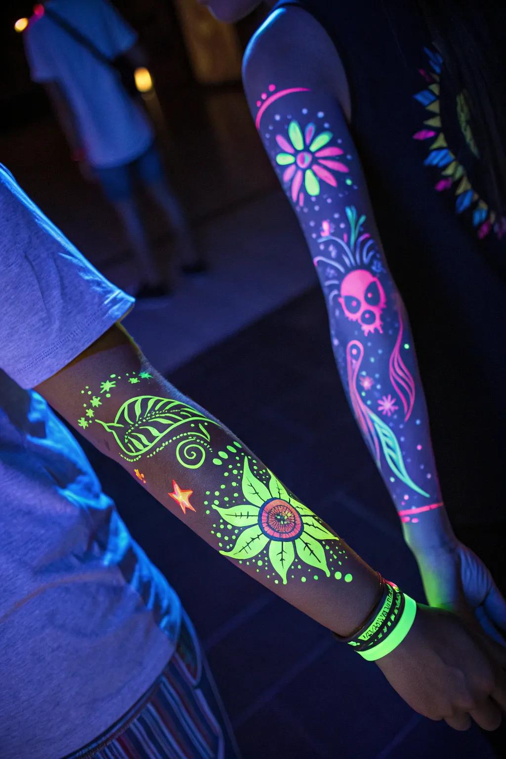 Put on a fun style using tattoos that glow.