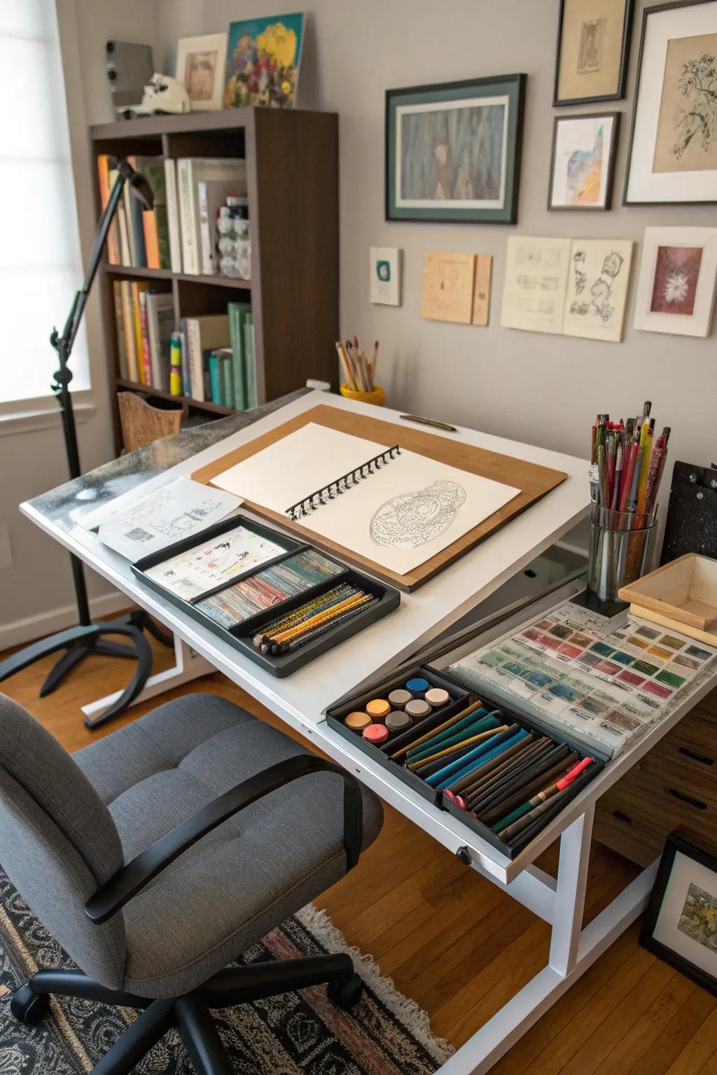 A drawing table is perfect for bringing creative concepts to life.