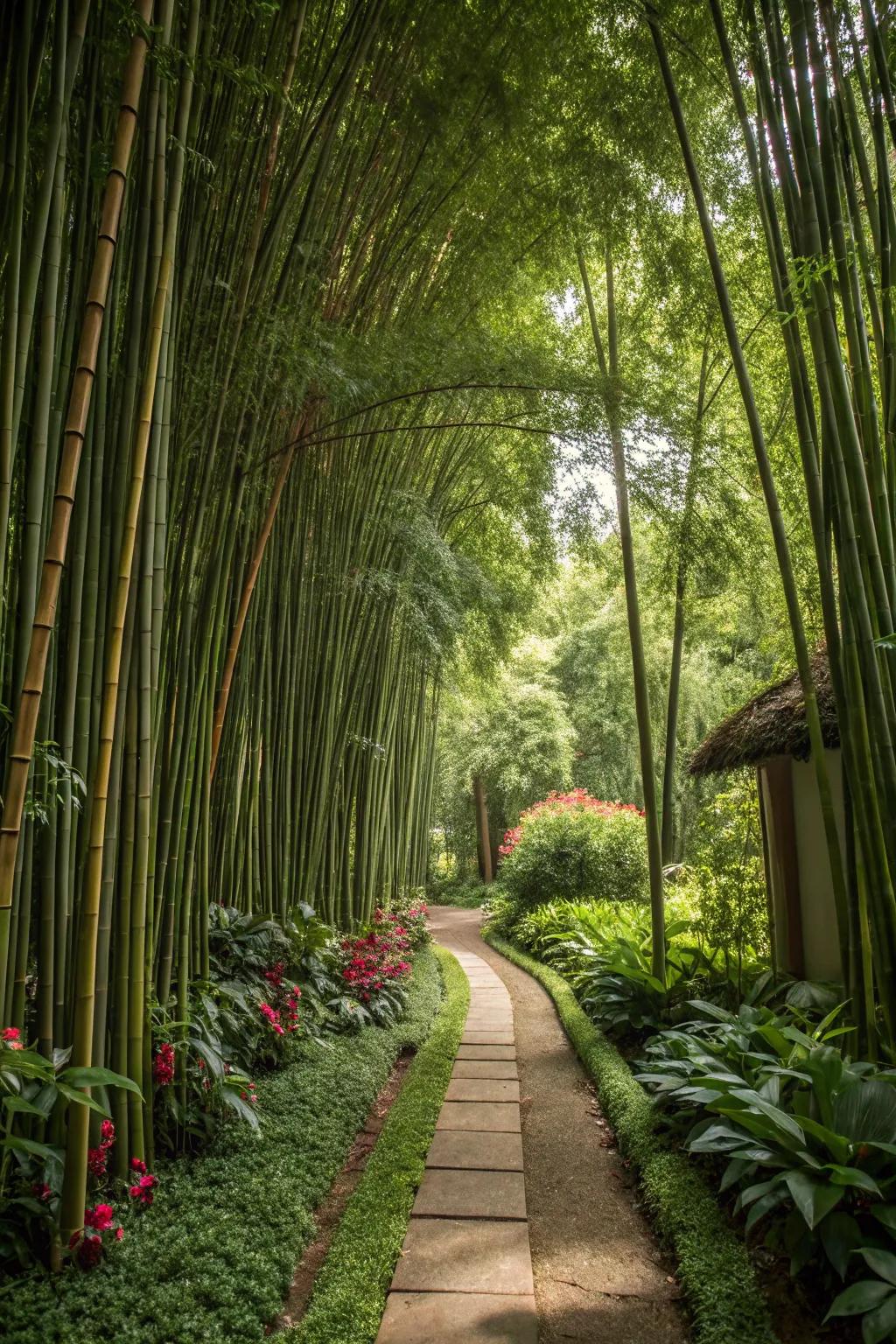 Bamboo stands create privacy and add a tropical feel.