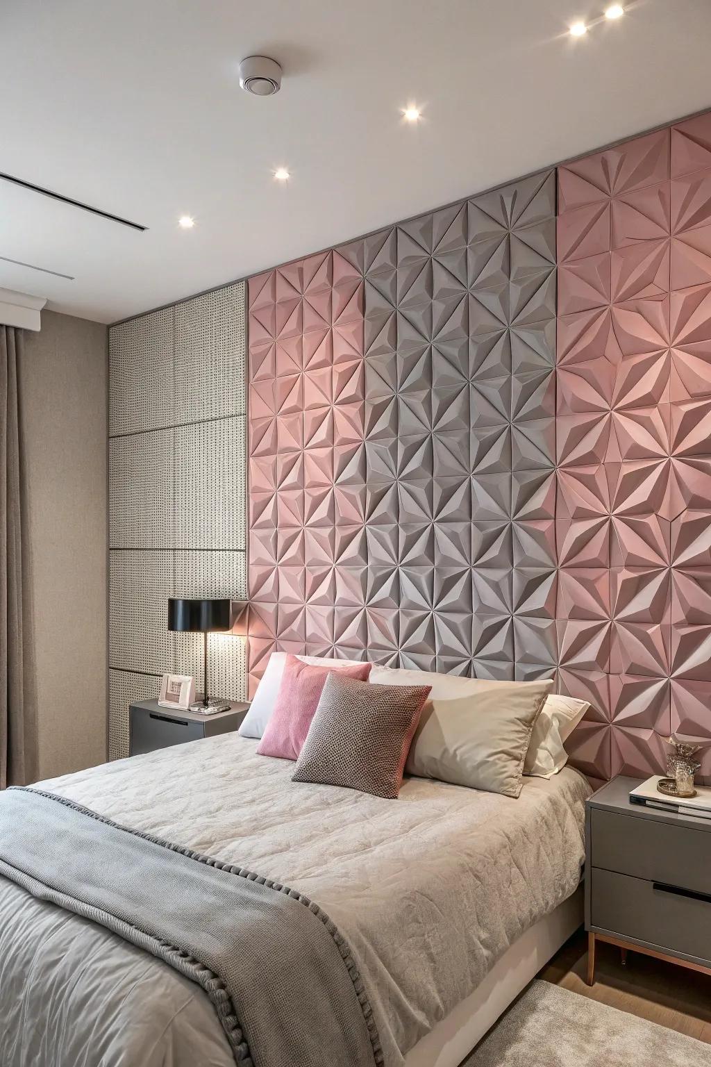 Dimensioned wall facets hold design components that heighten any elegance.