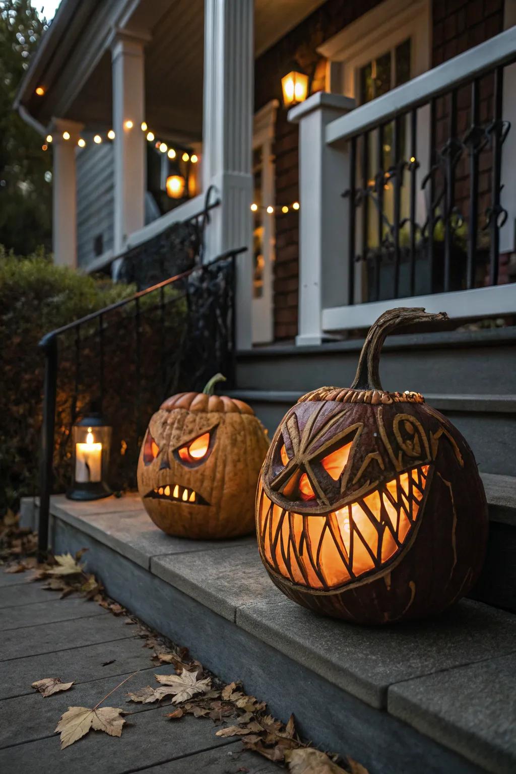 Nosferatu gourds provide a whimsical spin on traditional gourd carving.