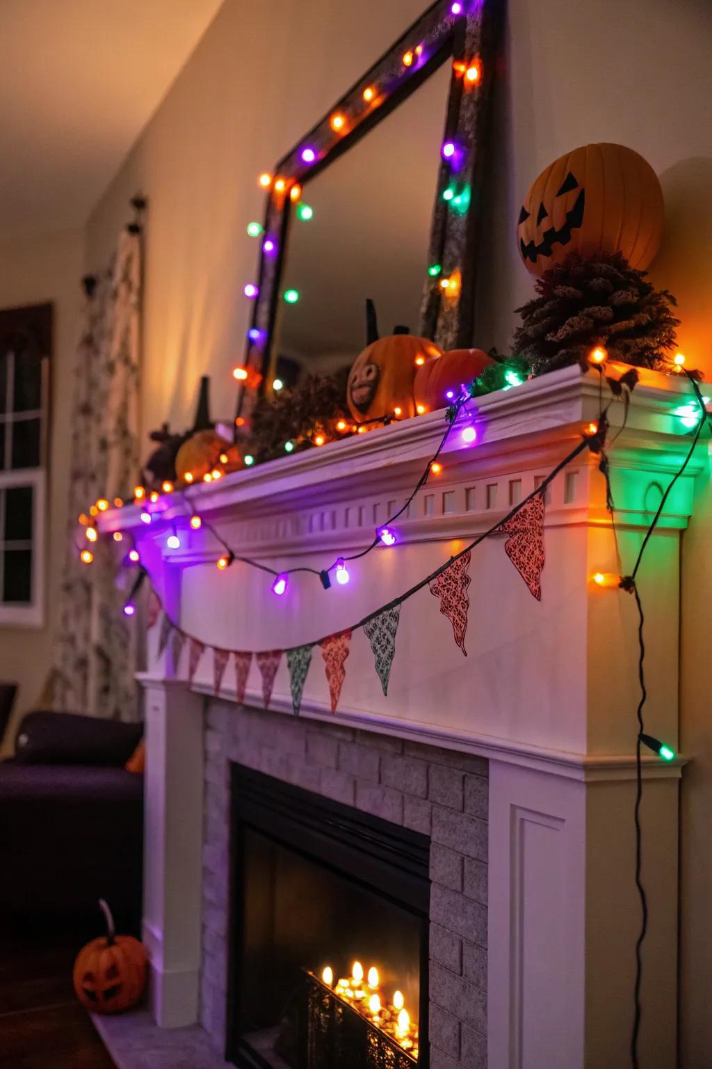 Colorful lights offer a playful pop for Halloween.