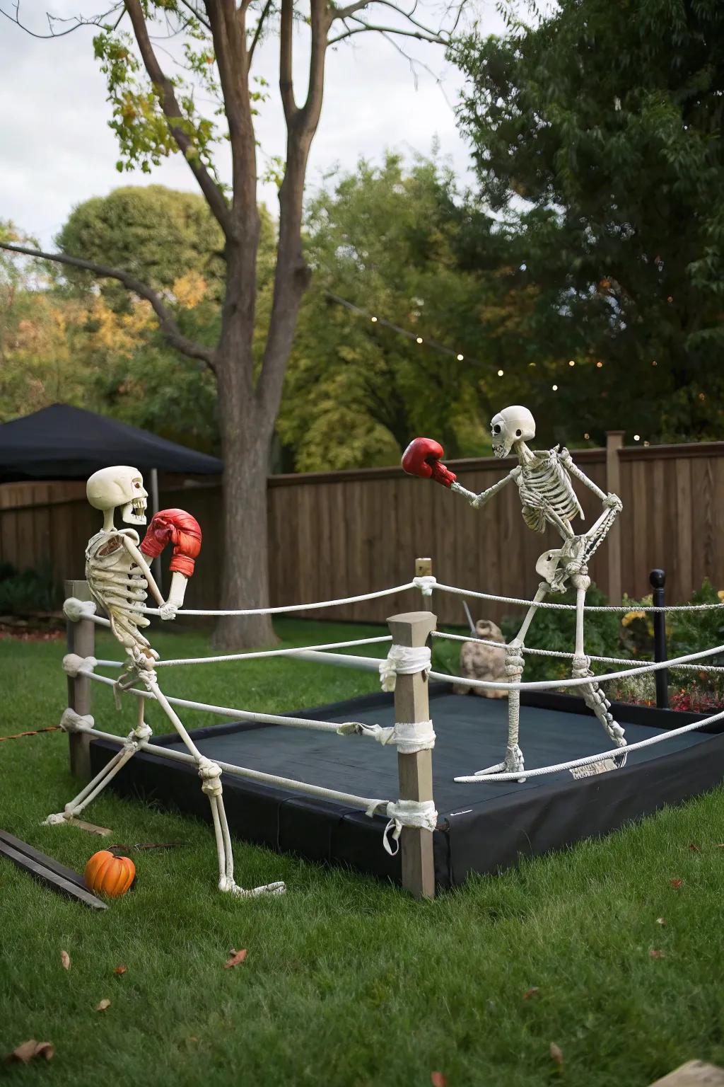 Boxing skeletons append fervor and vitality onto your Halloween decor.