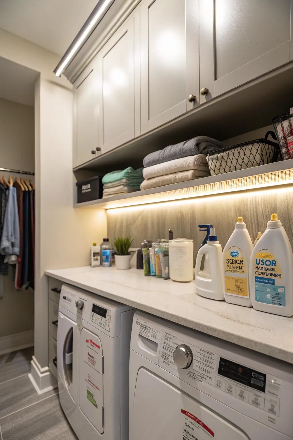 Lighting under cabinets enhances how well you can see the workspace.