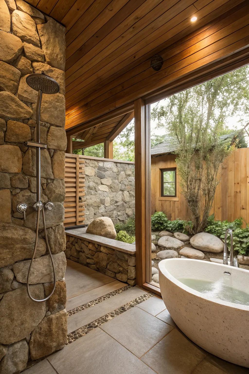Create a spa-like retreat by pairing your aqua sprayer with natural elements.