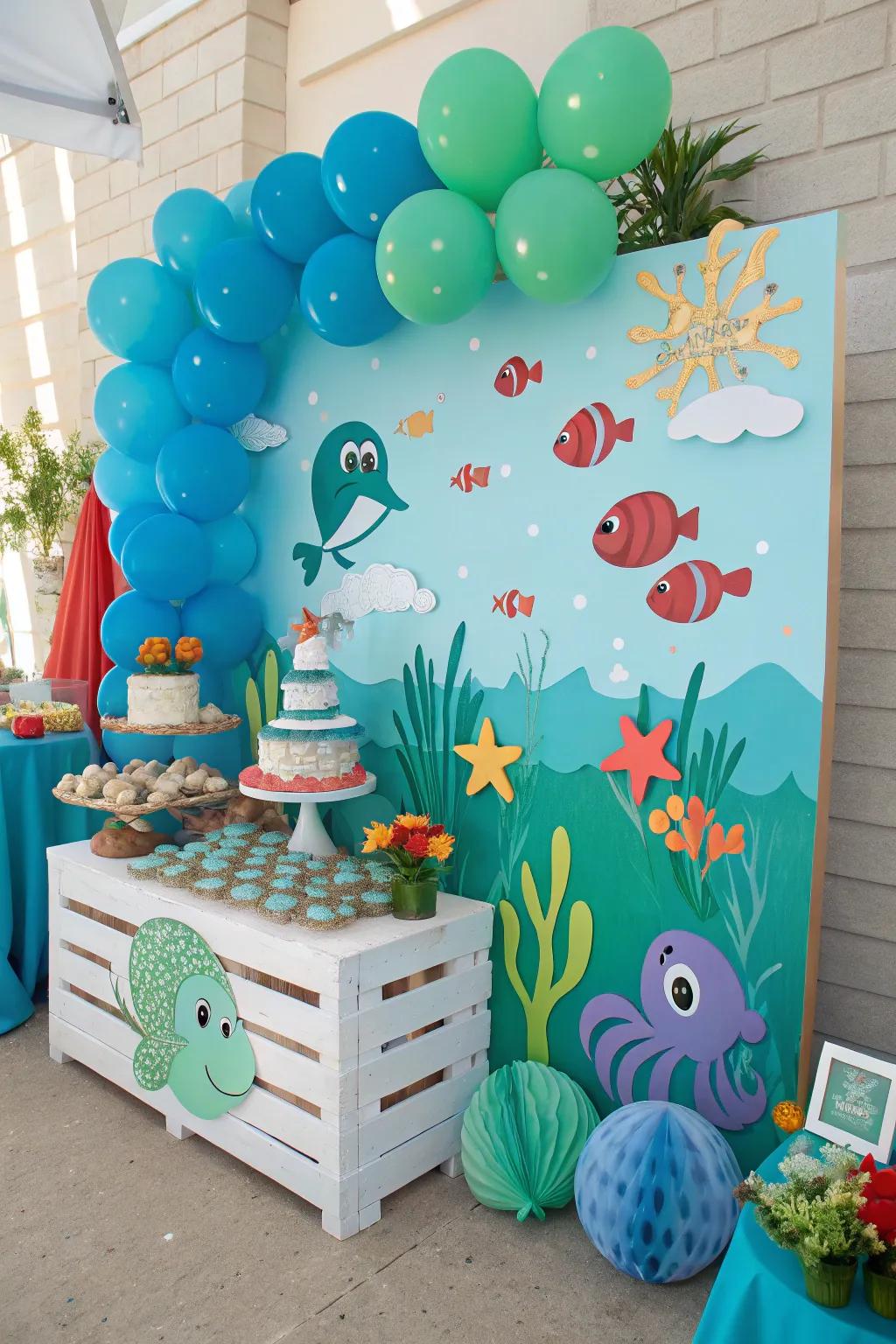 An exciting beneath the sea birthday display that&rsquo;s full of marine wonders.