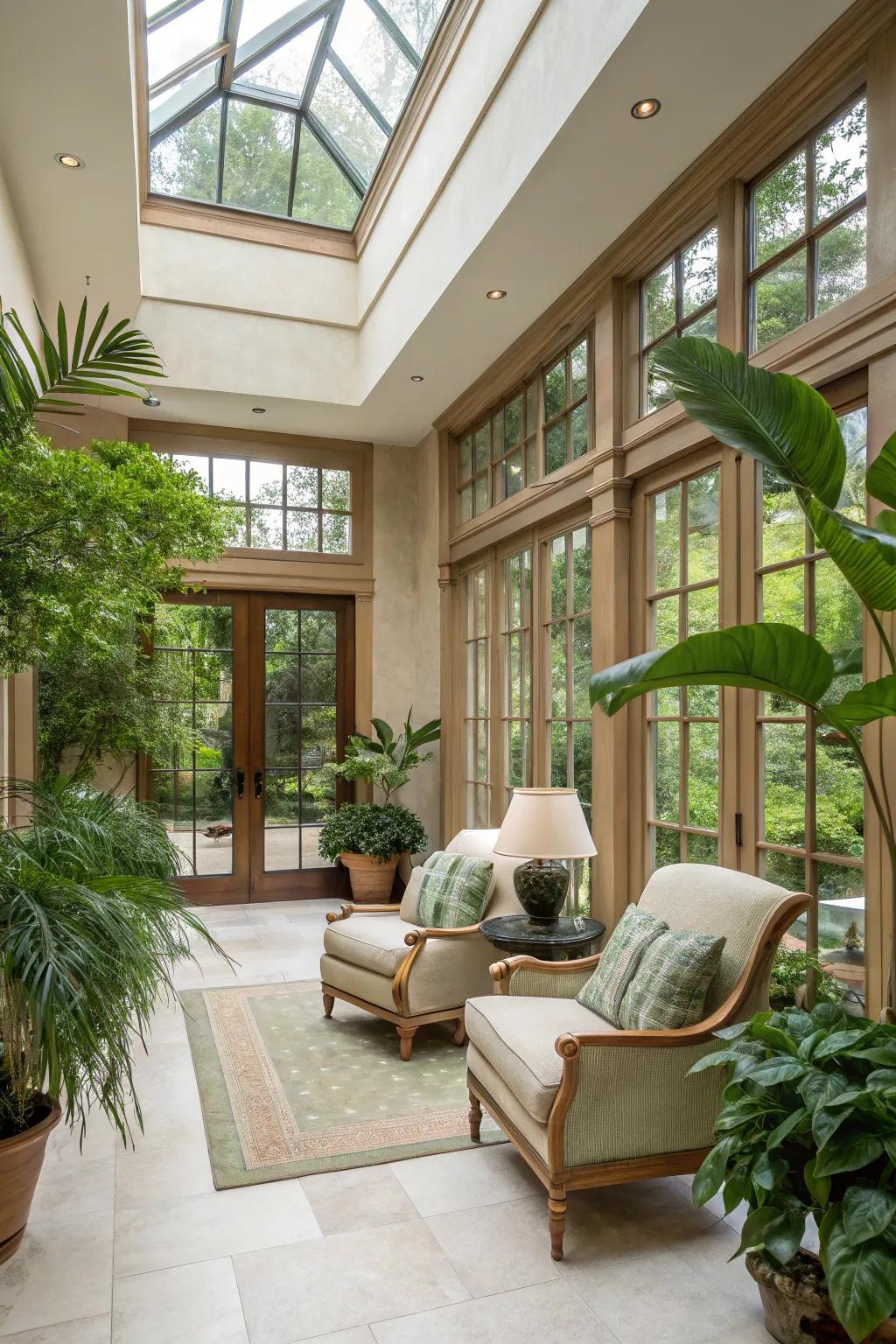 An innate color scheme crafting harmony and tranquility inside an atrium.