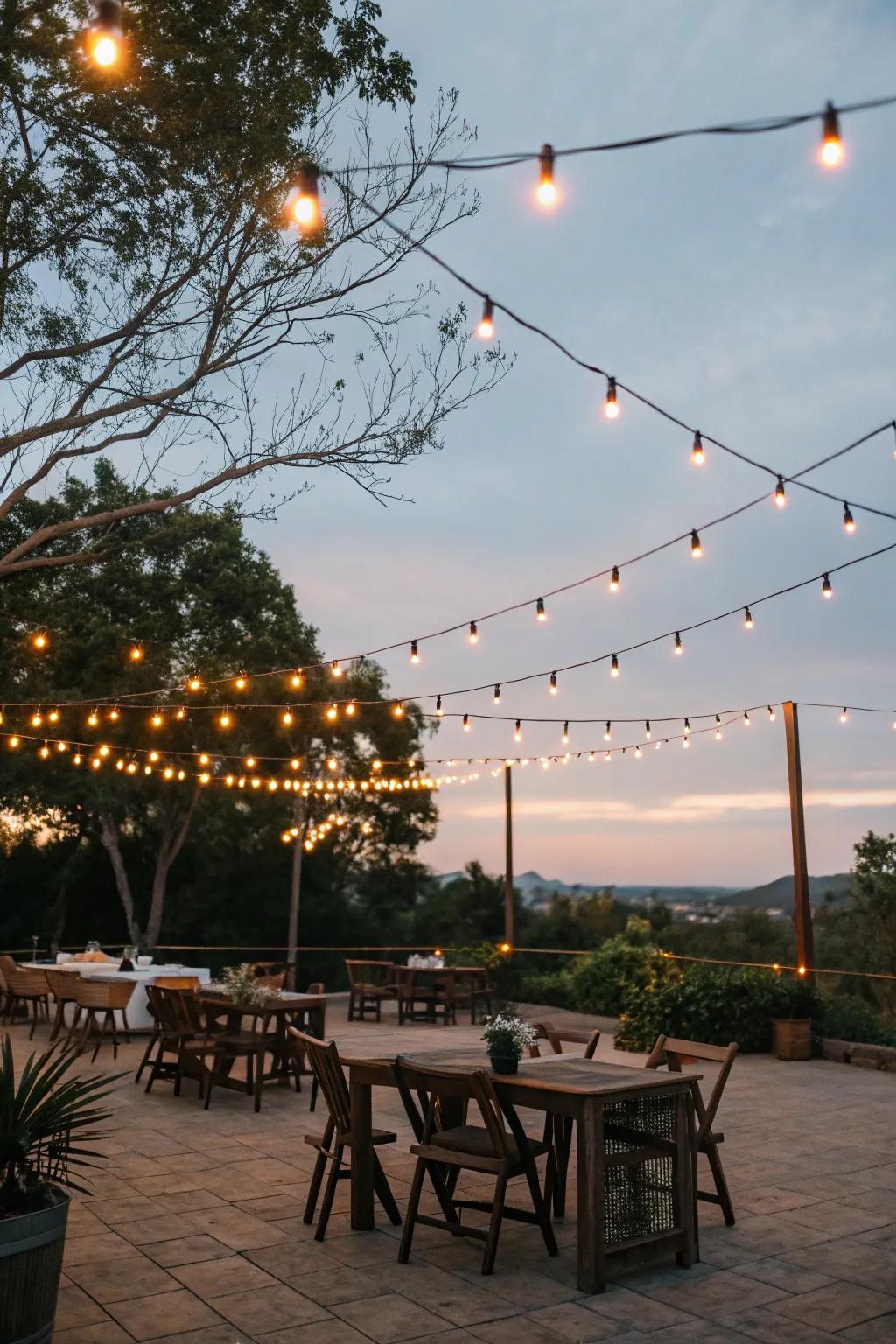 Lights add a magical feel to outdoor areas.