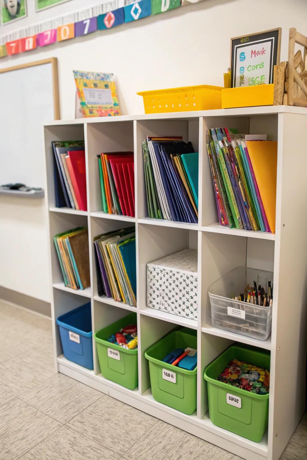 Children are able to keep their possessions organized and create a tidy space with the use of cubby systems.