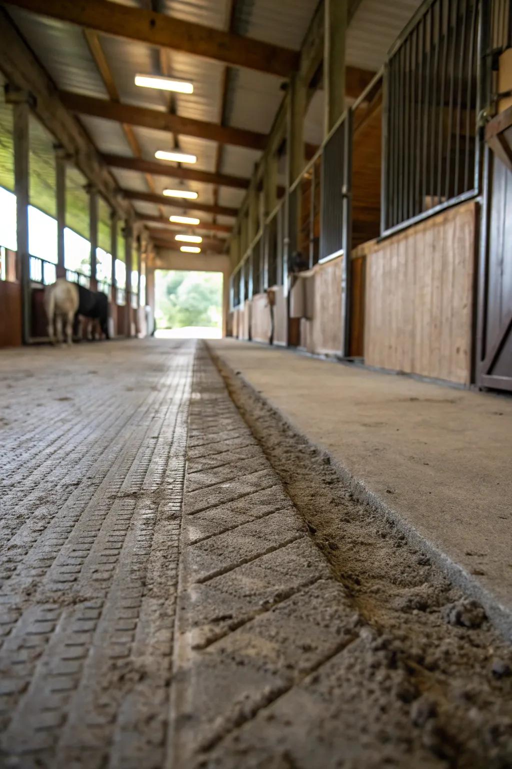 Broom-finished concrete adds protection and grip to traditional concrete ground covering.