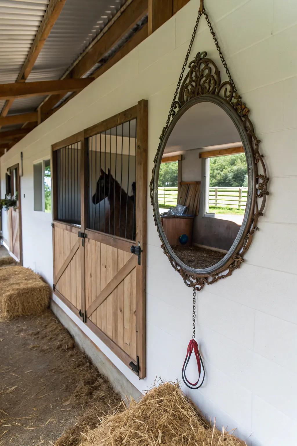 Ornamental reflectors amplify space and introduce refinement.