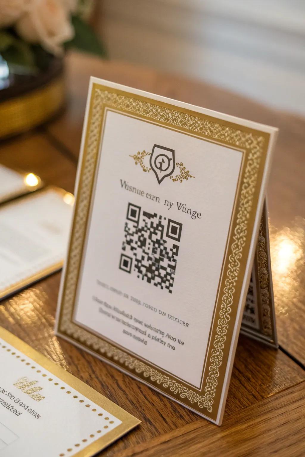 QR codes offer a modern, interactive experience for your guests.