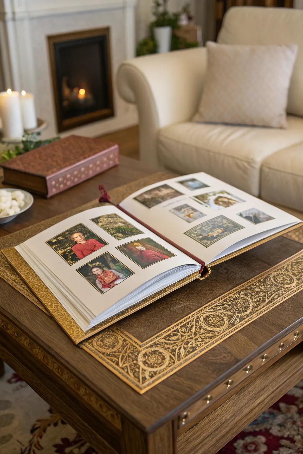 A photo album that beautifully captures and displays cherished memories.