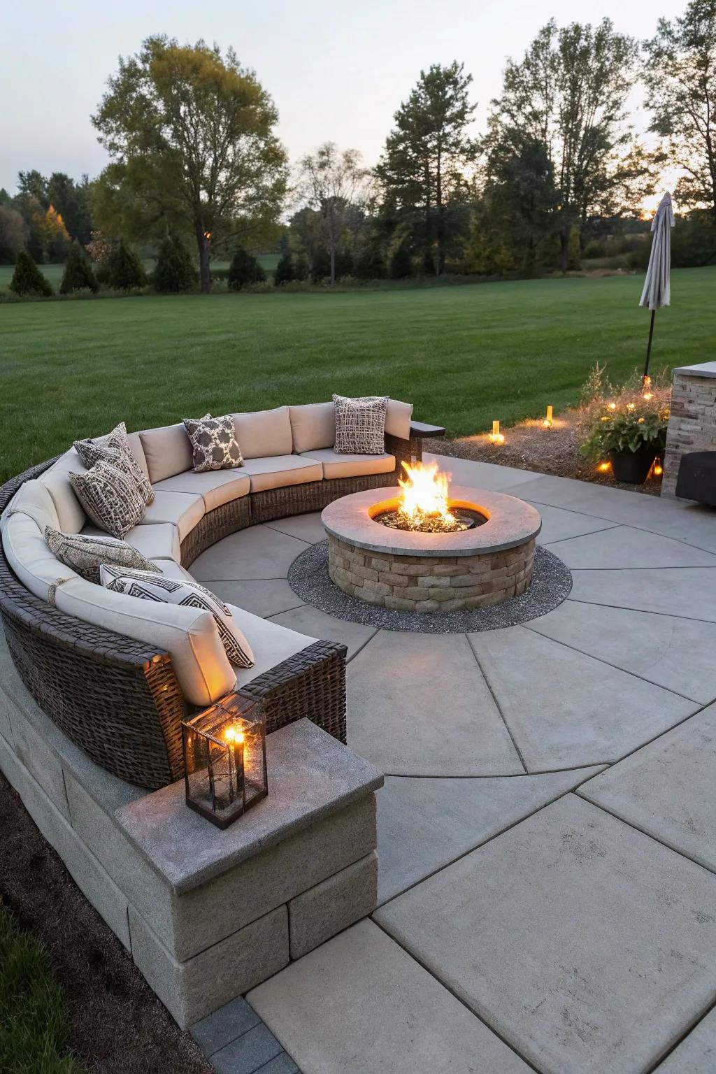 A fire pit acts as a warm and welcoming focal point on your patio.