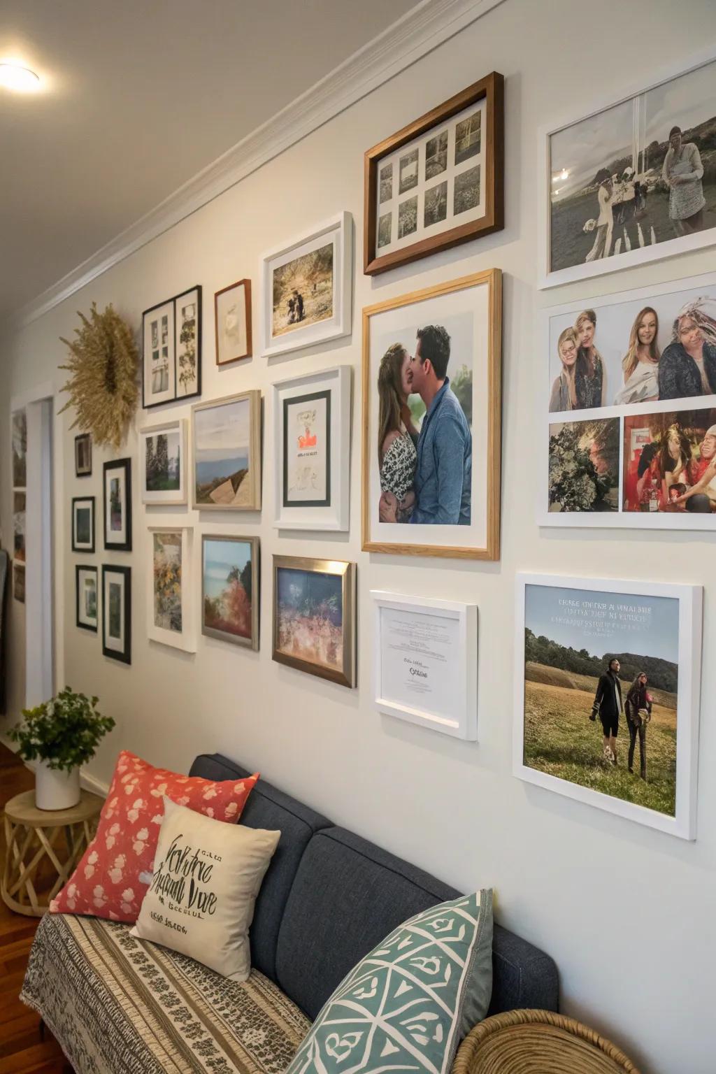 Personal photos mixed with posters create intimate spaces.