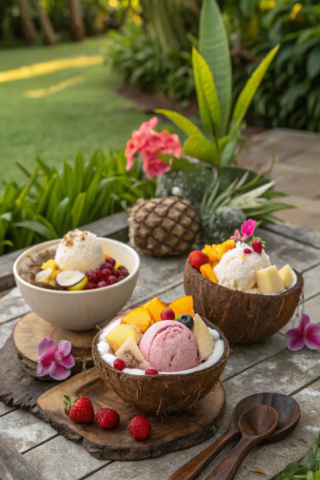 A tropical ice cream haven that transports visitors to a beach paradise.