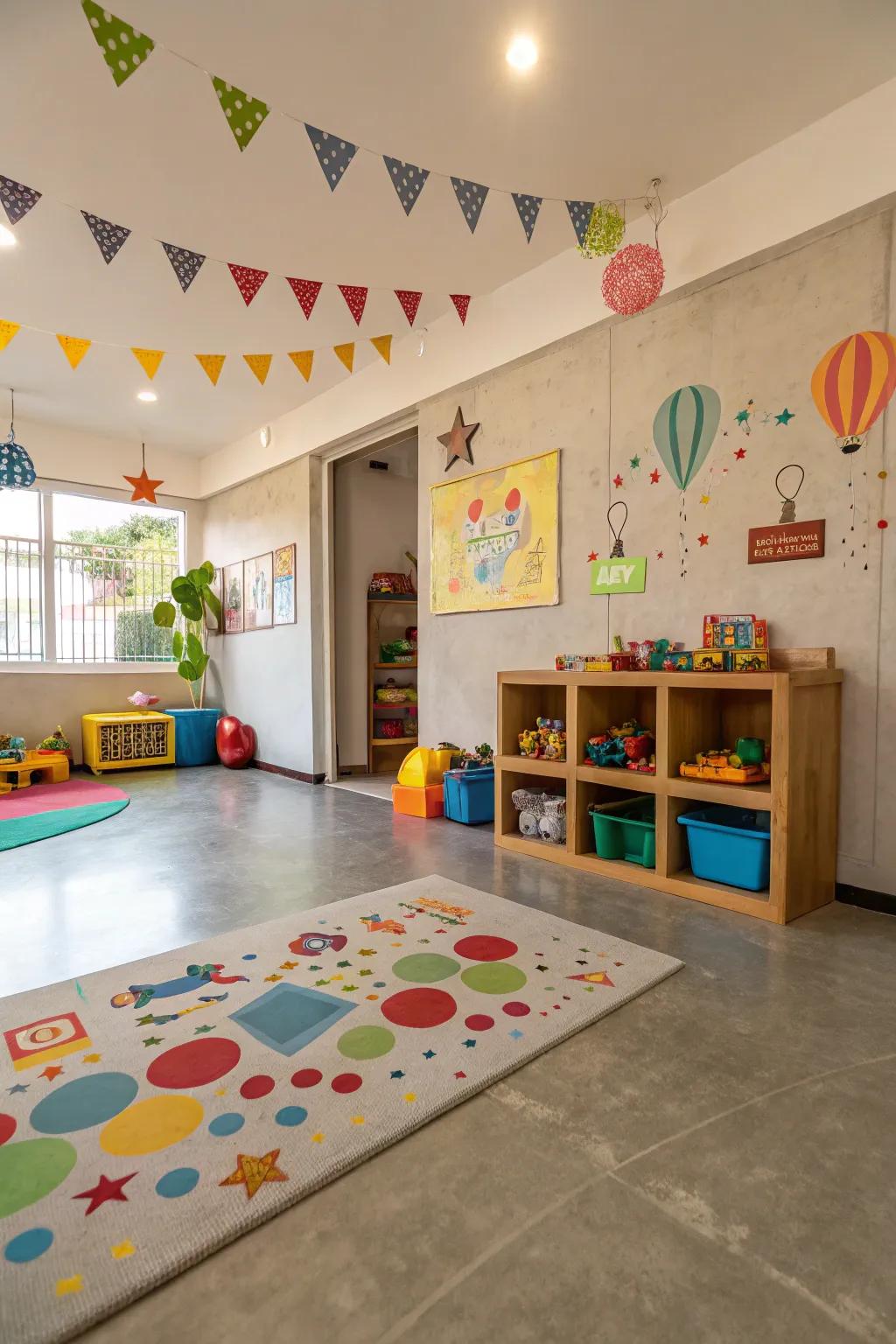 Painted concrete floors can really liven up a space.