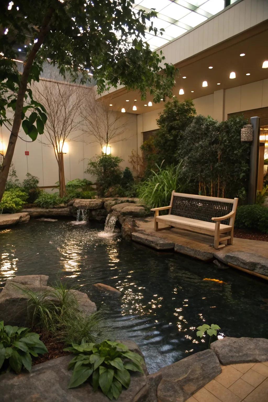Meditative ponds furnish a serene sanctuary for introspection and tranquility.