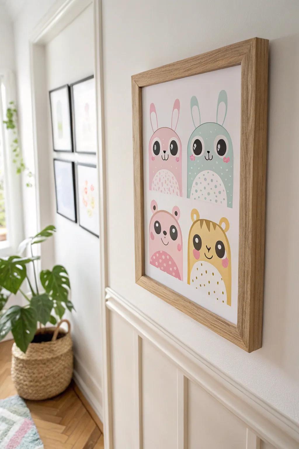 Introduce a hint of playfulness to your living space with kawaii-inspired wall art.