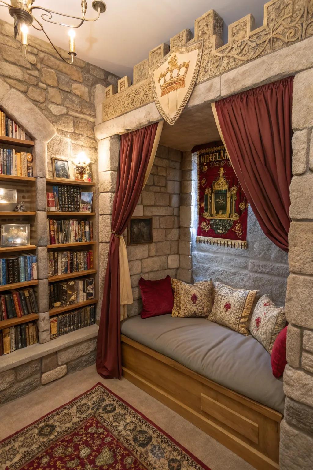 An enchanted castle corner, ideal for royal reading adventures.