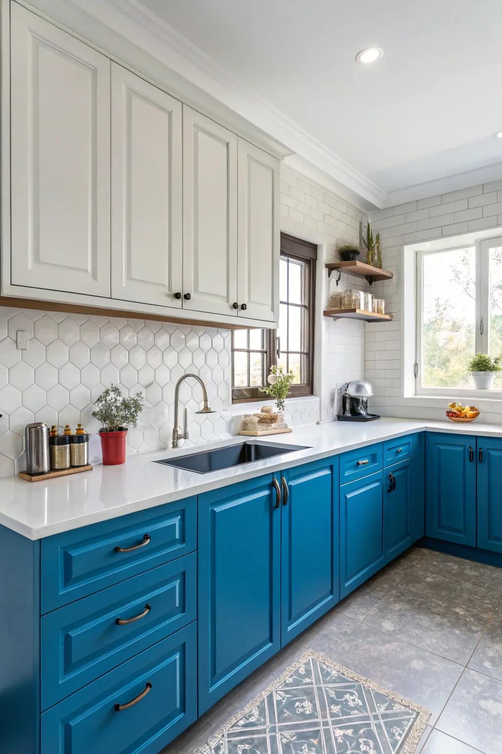 Enamelled cabinets afford a personalized and vibrant renovation.