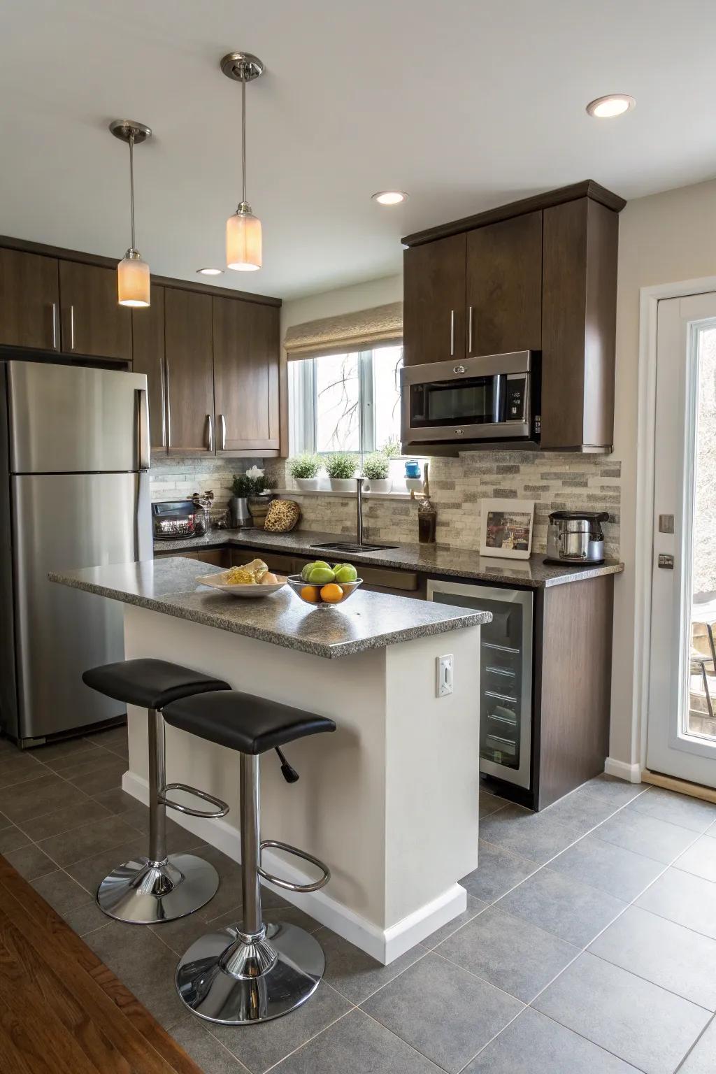 A space-conscious peninsula for small cooking areas.