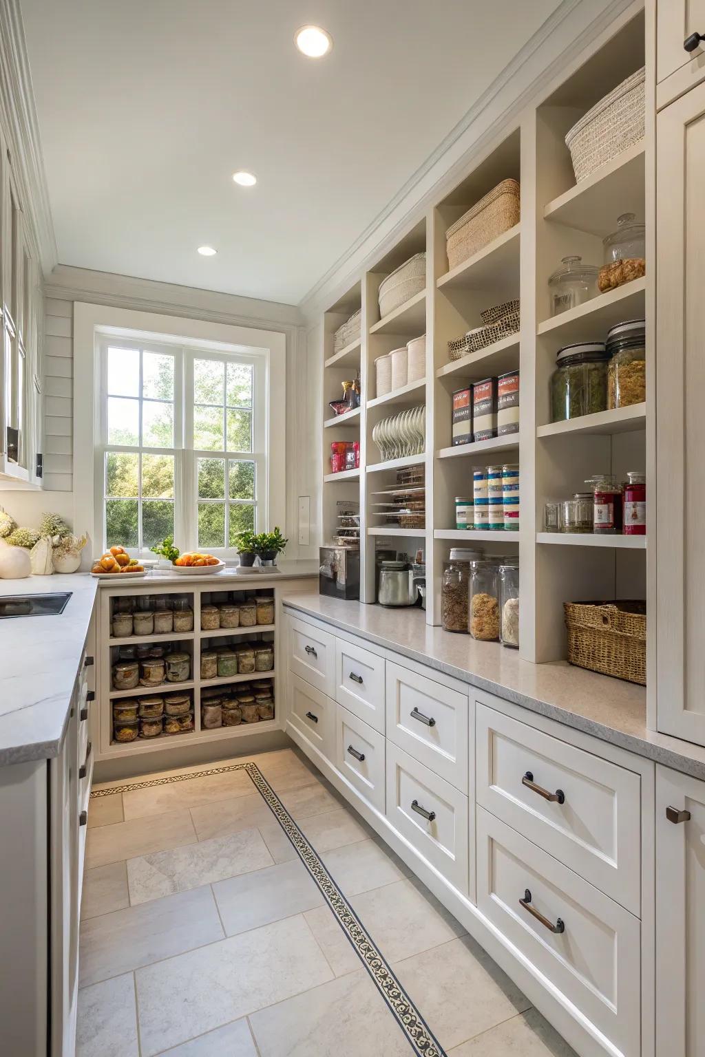 A butler's pantry that enhances kitchen efficiency.