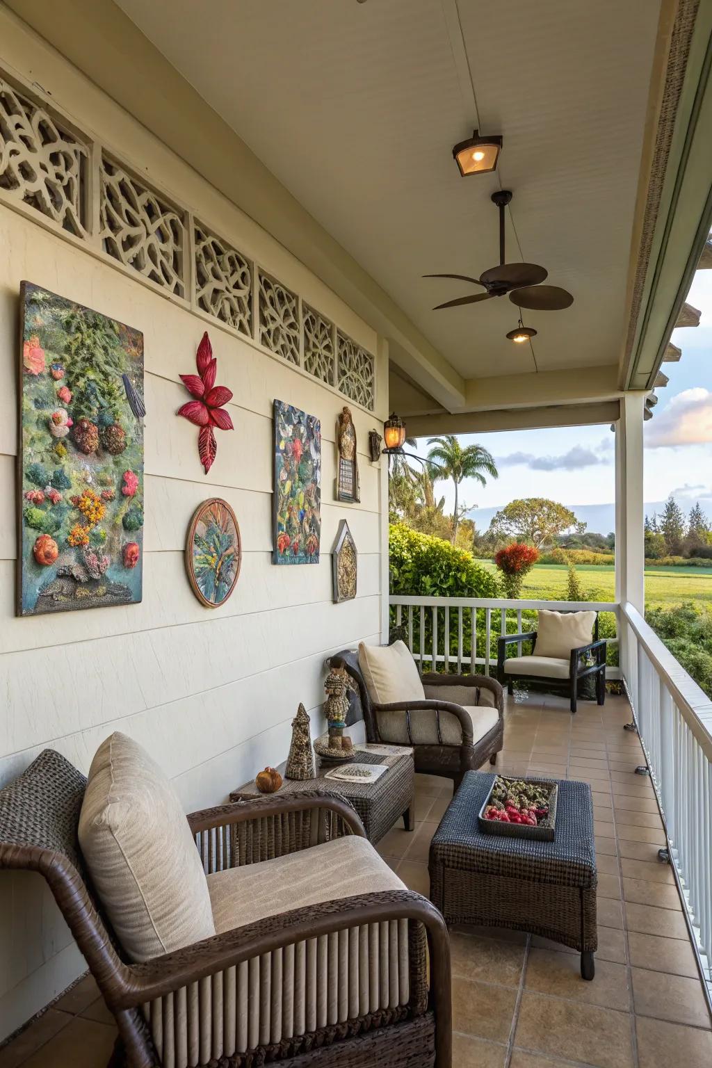 Artistic details impart character and charm to this lanai.