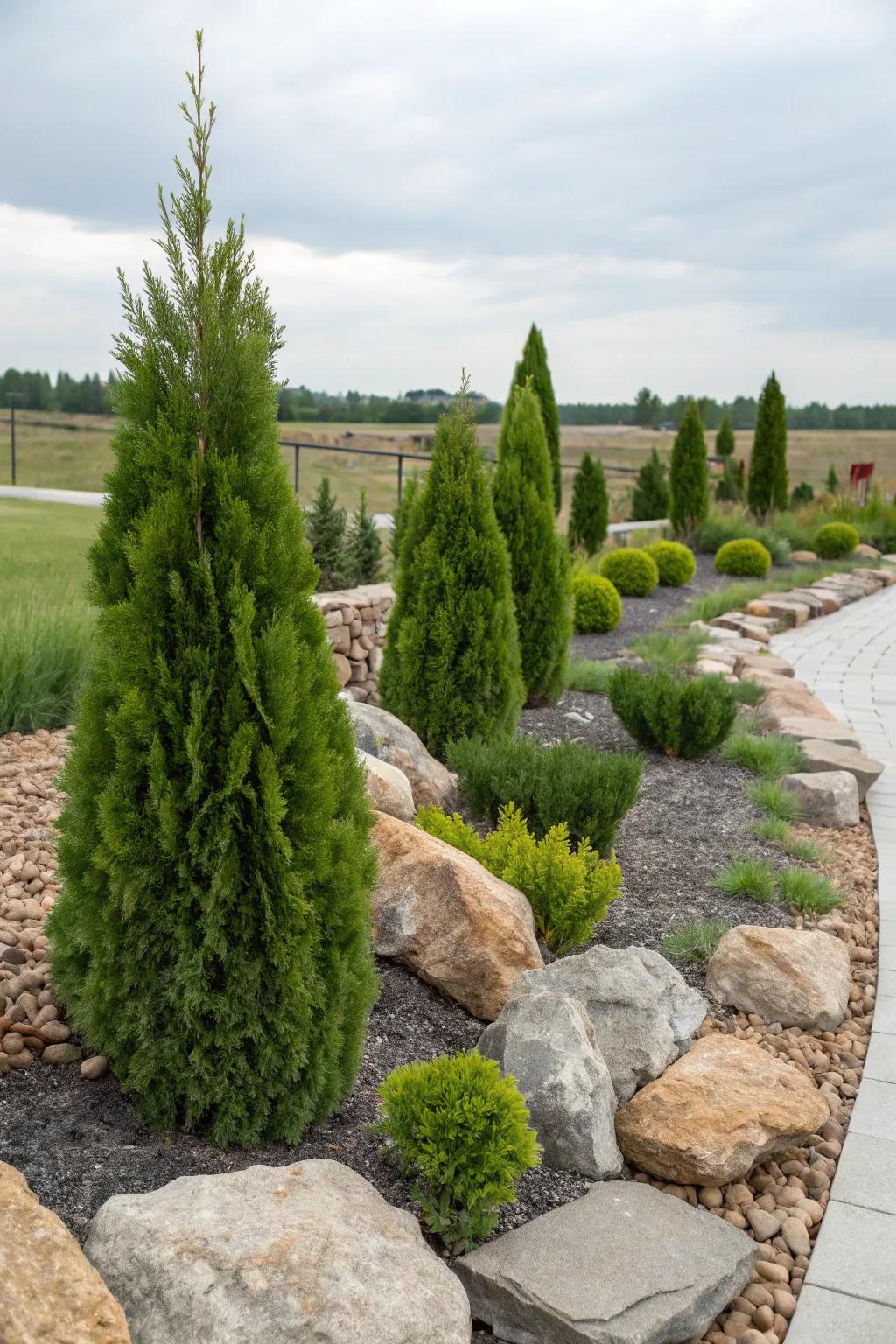 Arborvitae bring opulent existence to low-maintenance rock gardens.
