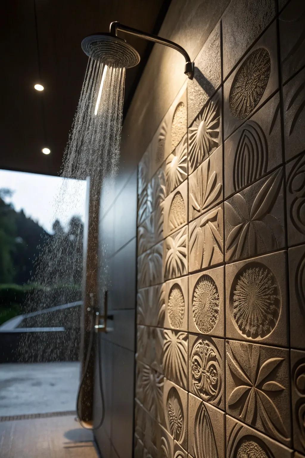 Textured panels append depth and dimension to your shower walls.