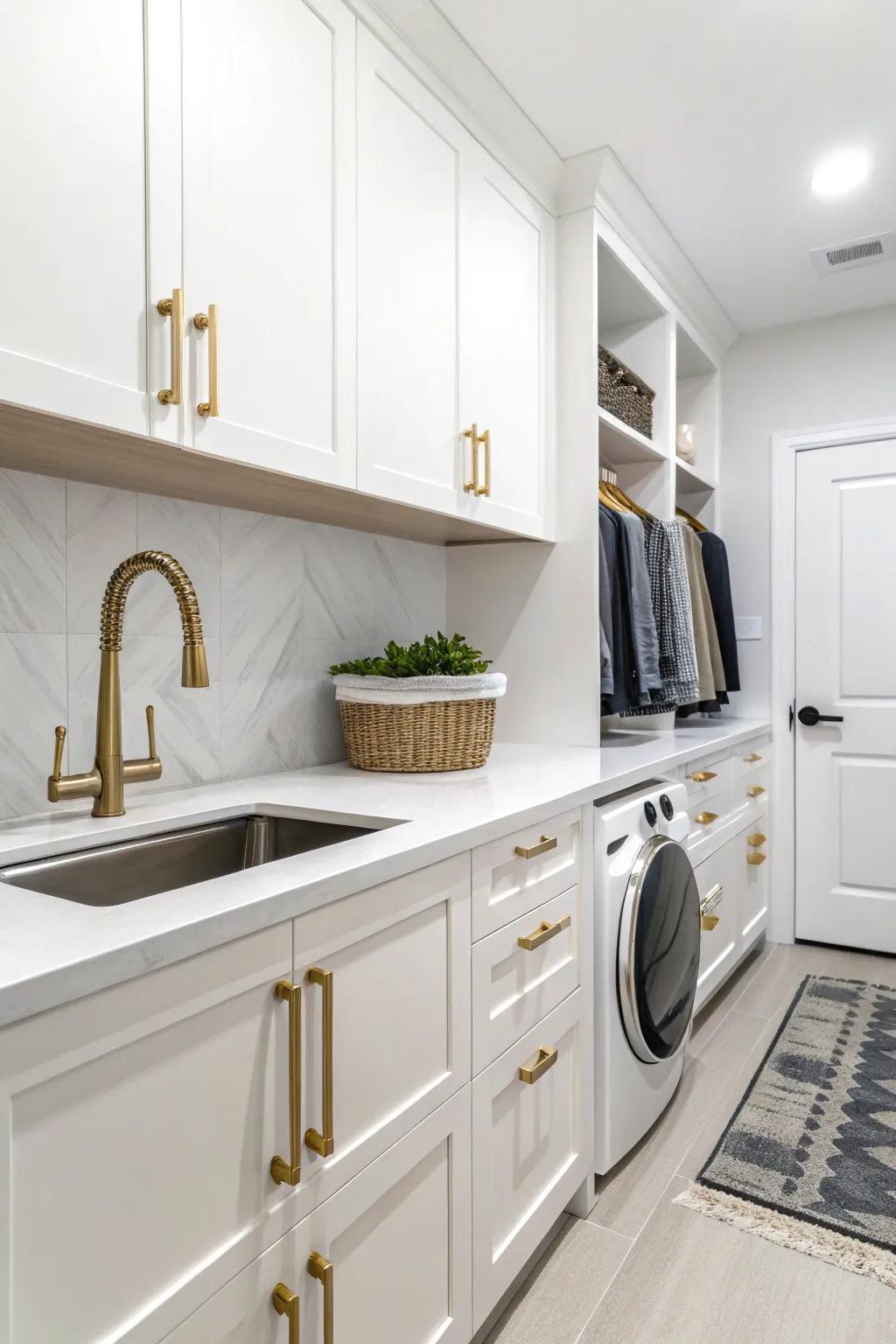 Modern fixtures bring a contemporary edge to the laundry area.