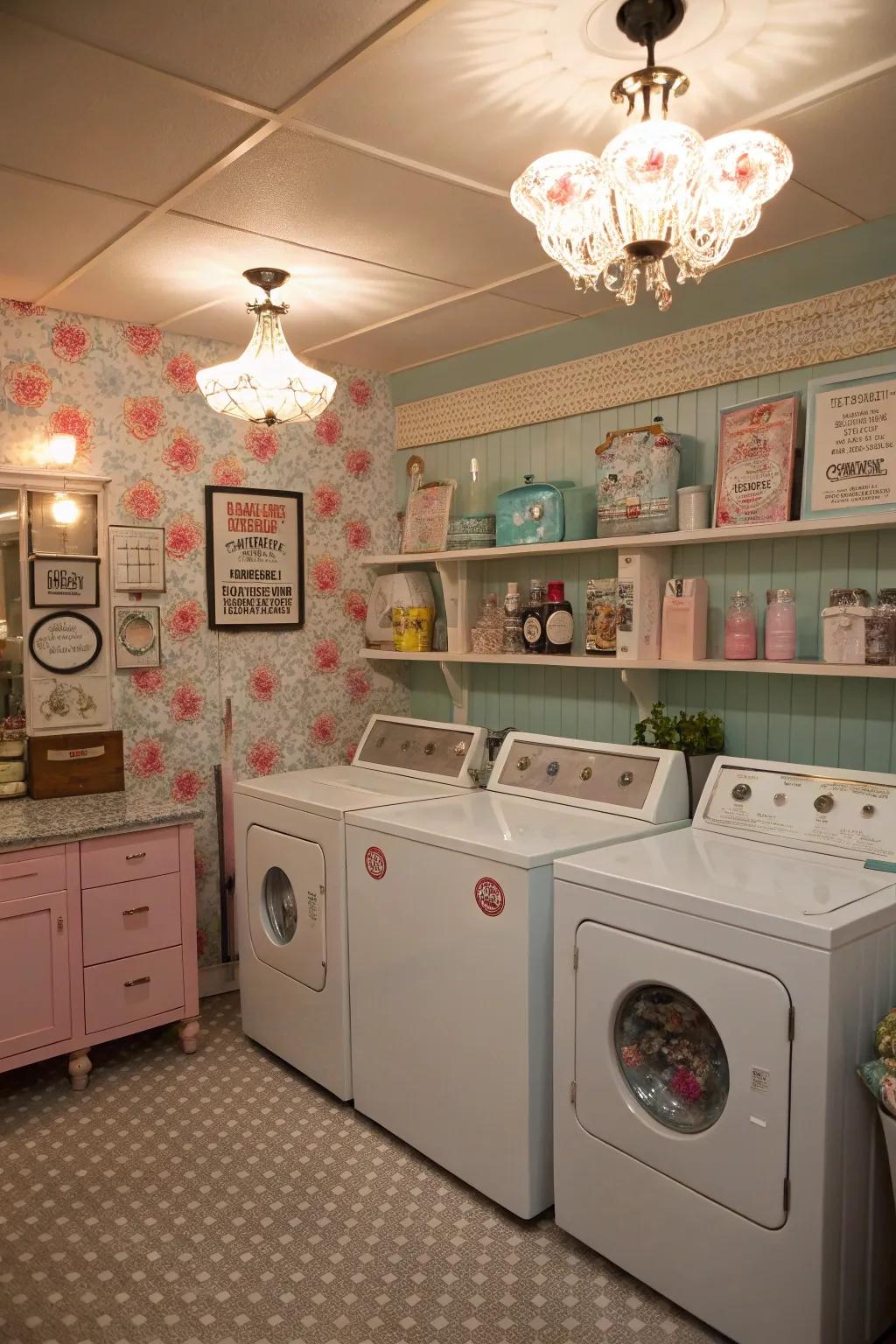 Retro fixtures add glamour and nostalgia.