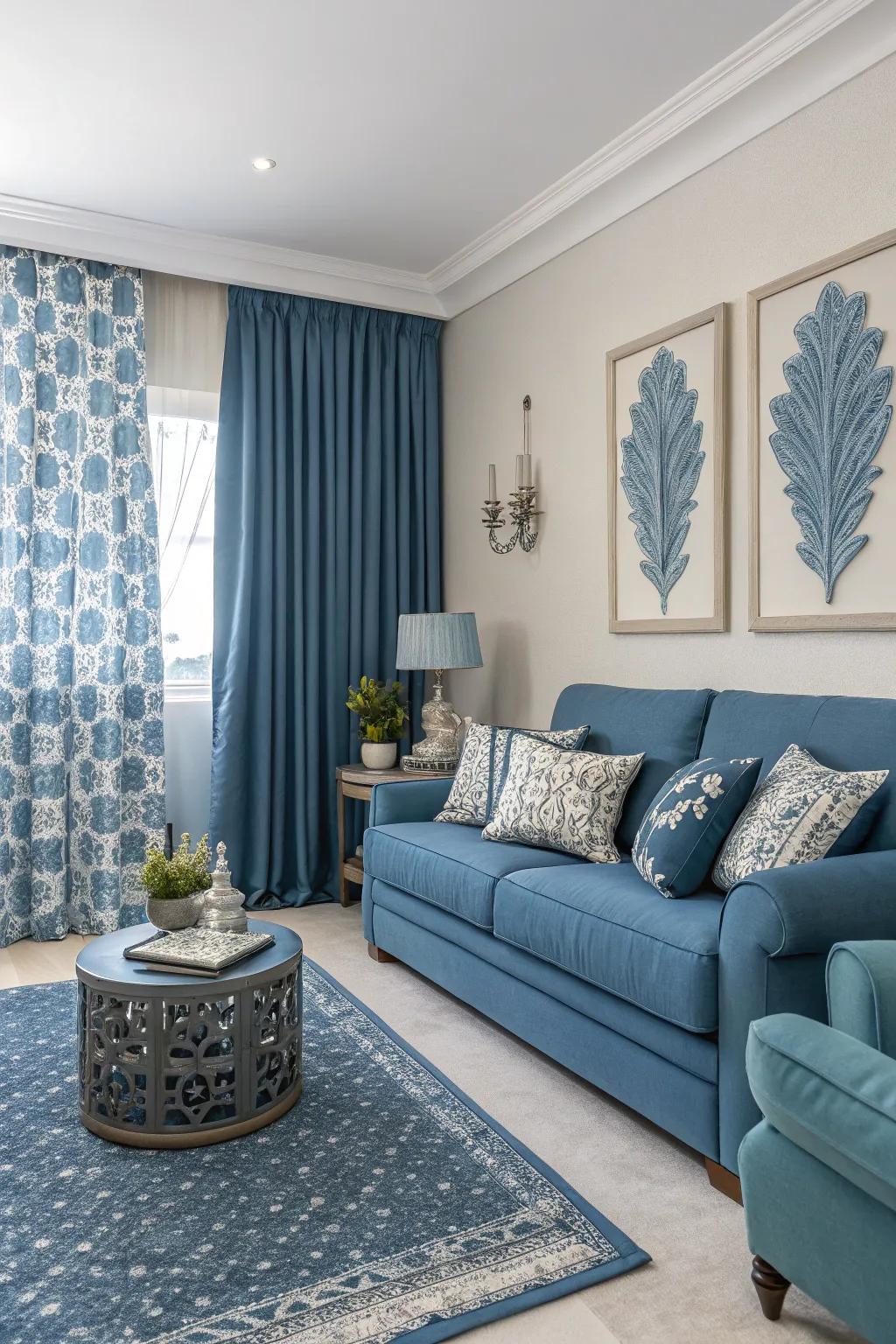 Single-color palettes offer a bold and cohesive living space visual.