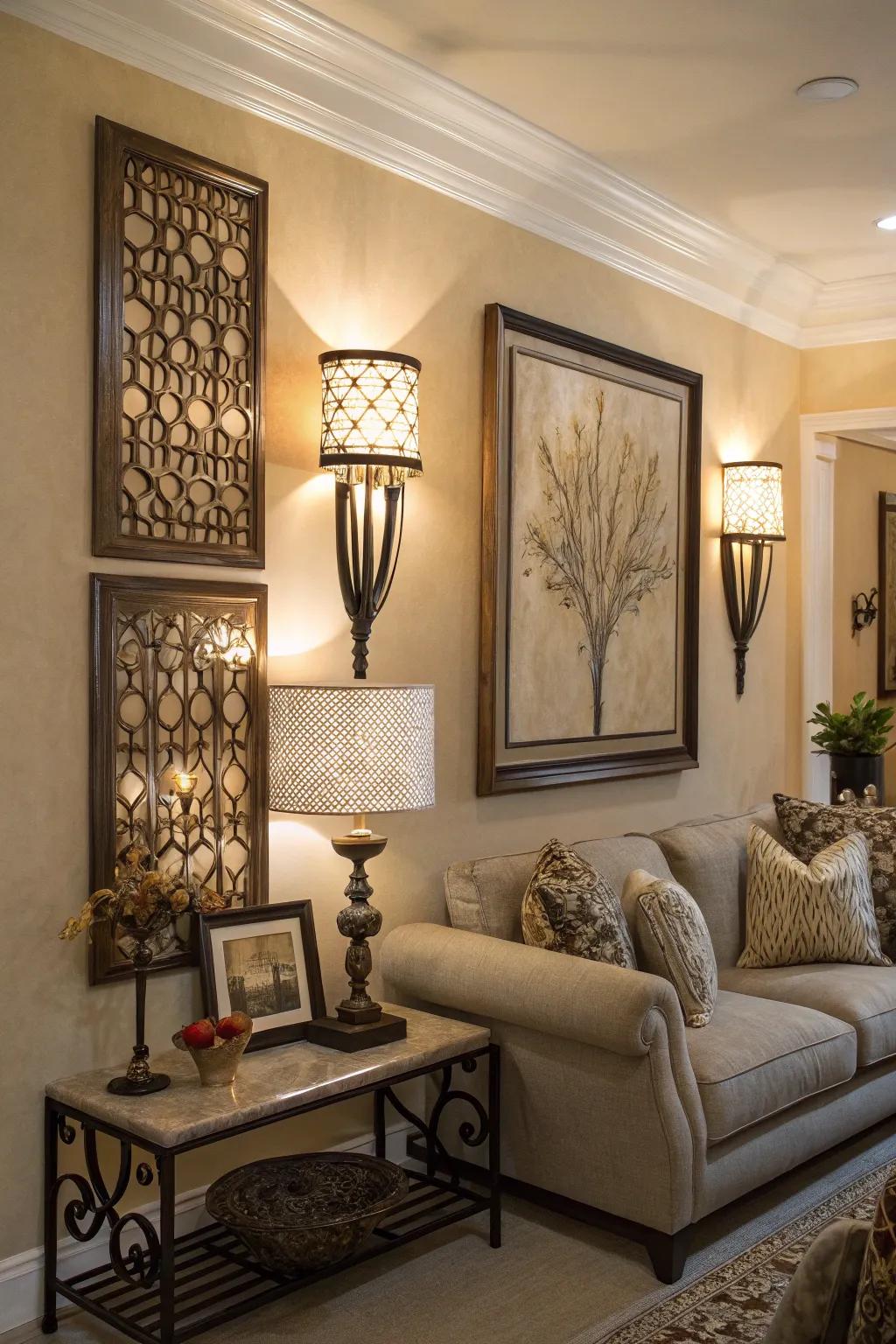 Sconces that serve as art bring aesthetic value to your walls.