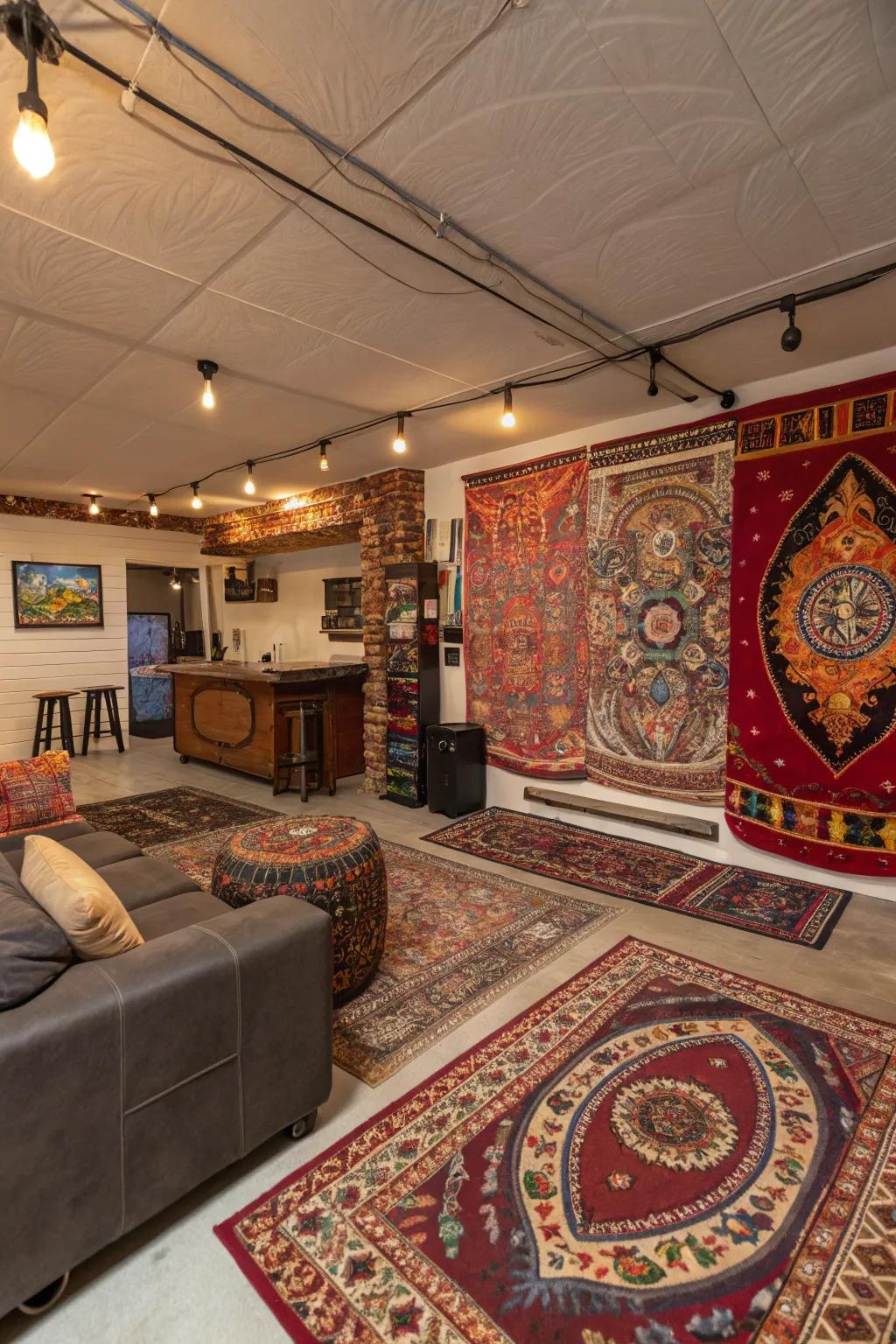 Fabric items enhance the texture and feel of your man cave.