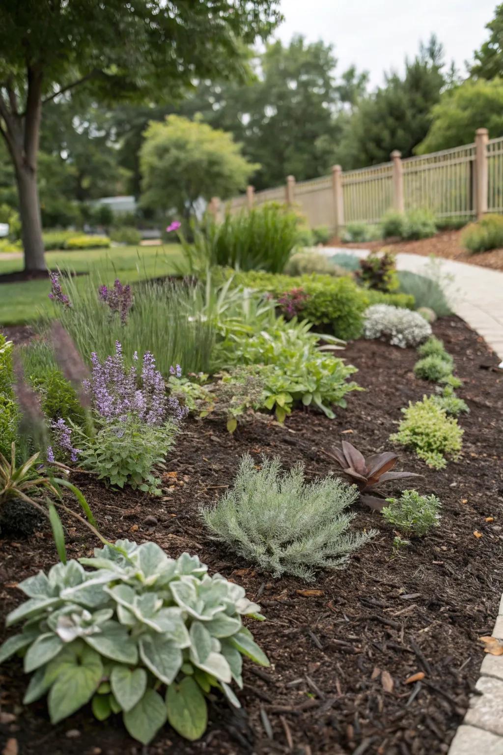 Soil covering gardens: neat, tidy, and easy to maintain.