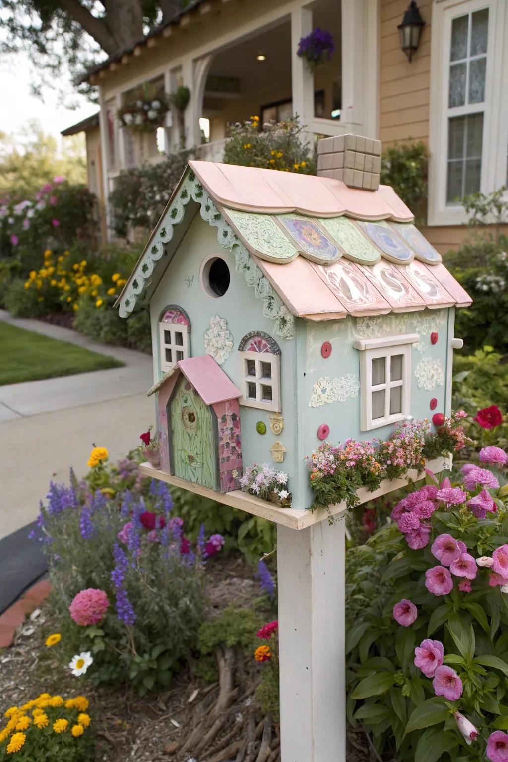 An aviary mailbox combines charm and functionality, inviting nature into your yard.