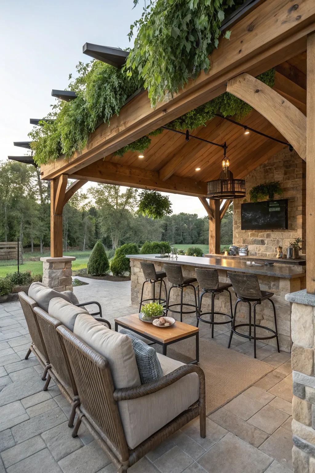 Embrace nature with an outdoor retreat in your man cave.