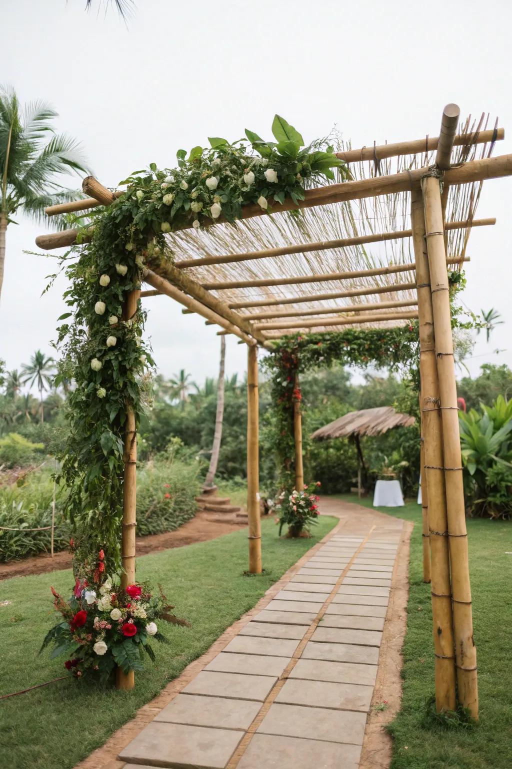 Cane contributes eco-conscious style to a mandap.