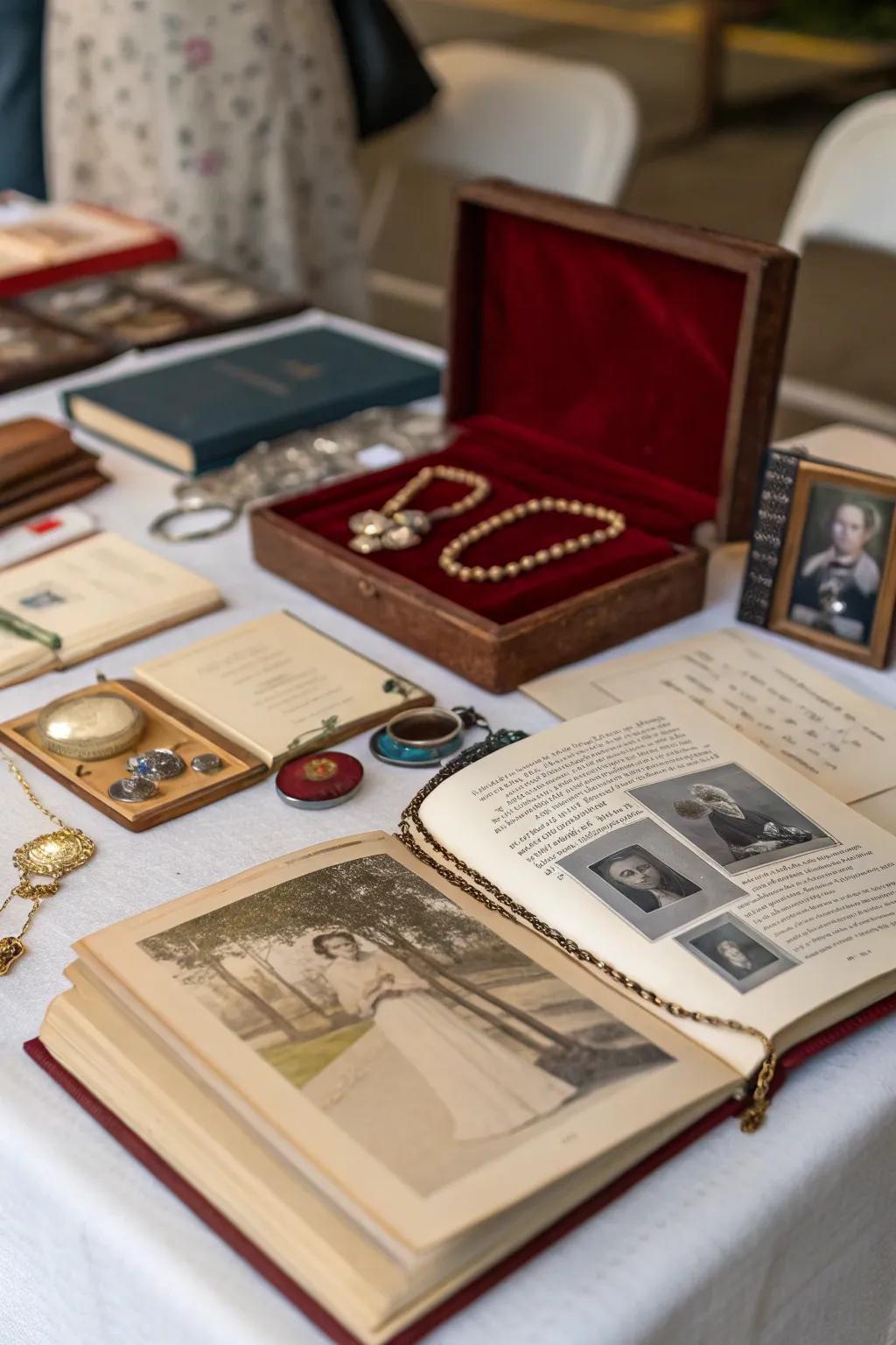 Heirlooms can give the display a deep and personal past.