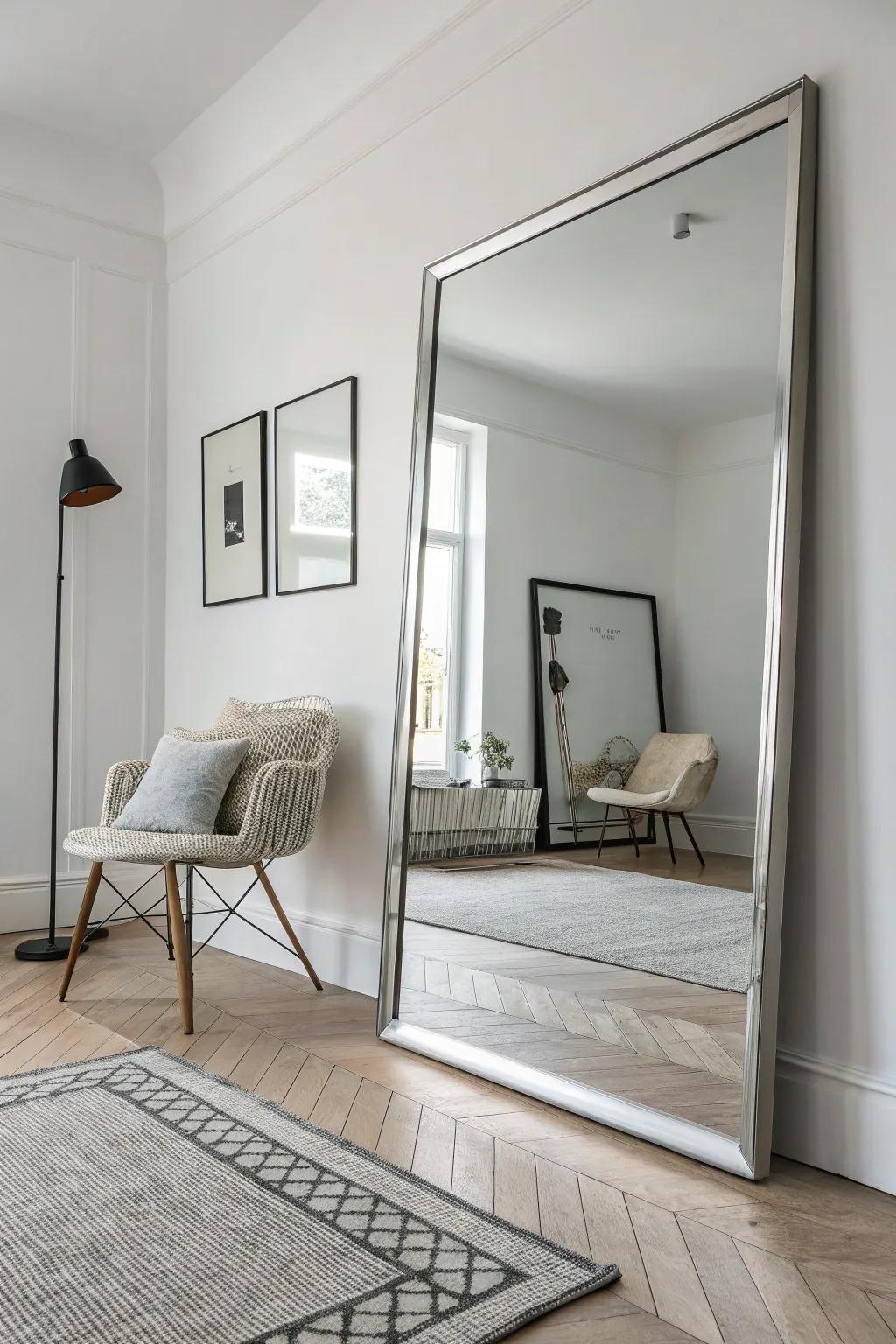 Frameless reflectors provide a sleek, minimalist touch.
