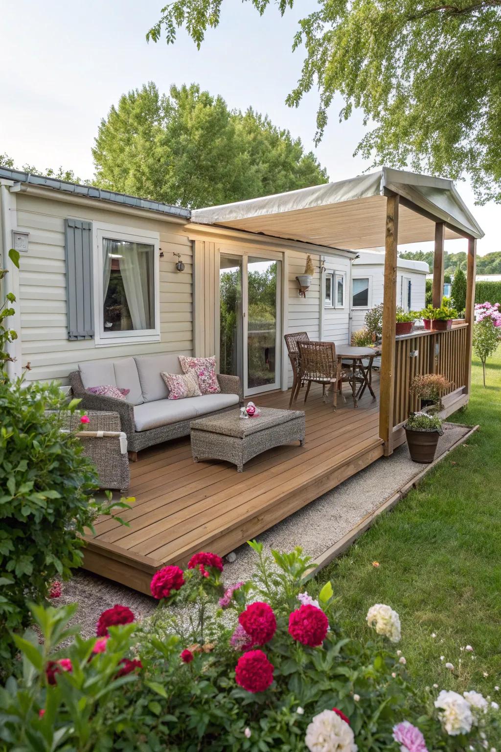 A patio space offers a ideal outdoor sanctuary.