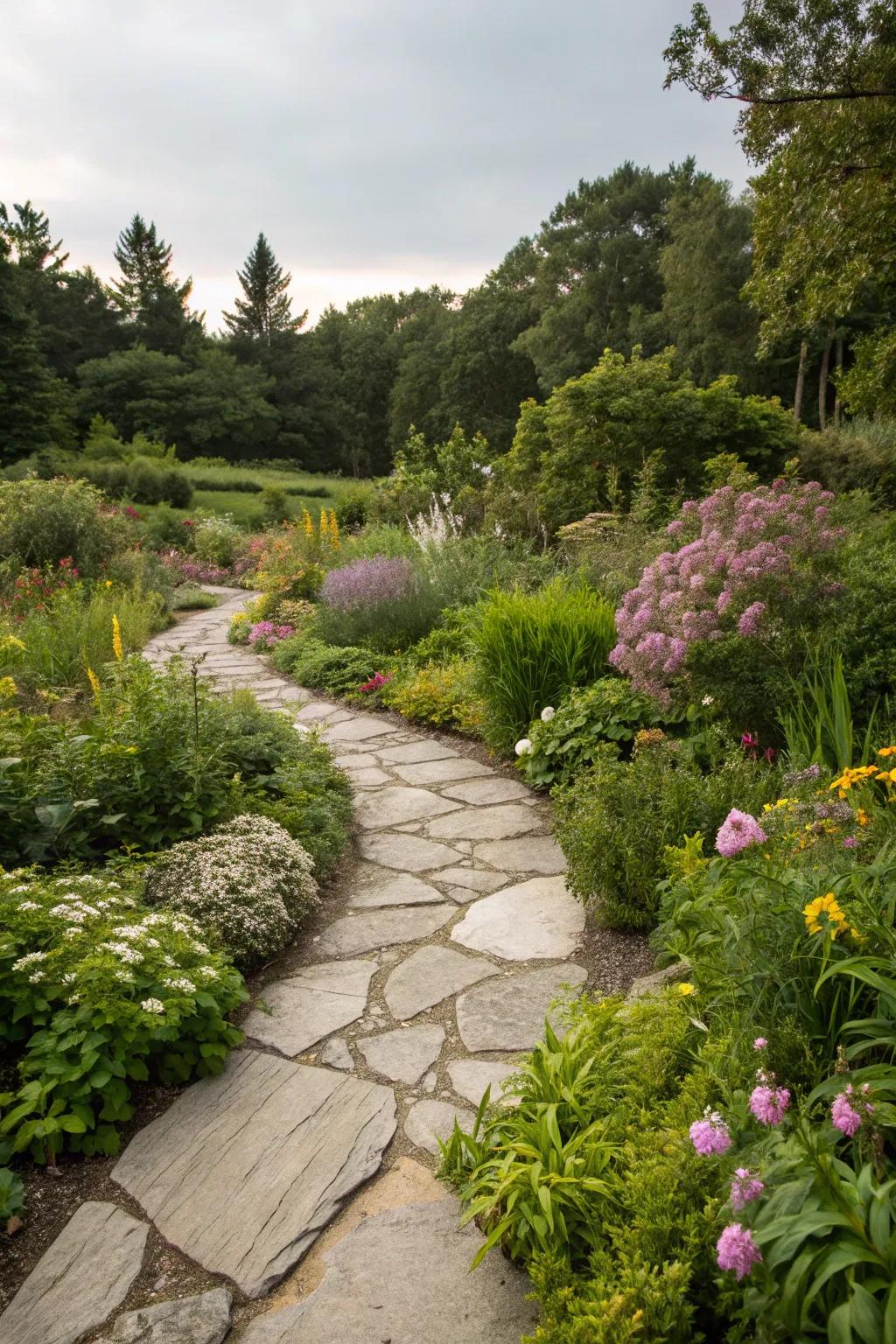 Stone pathways offer both function and beauty.
