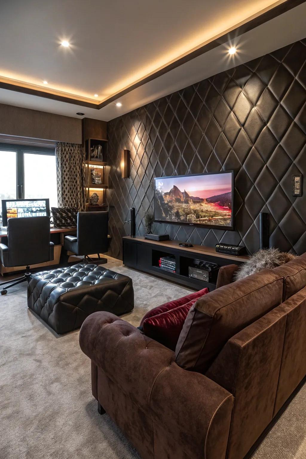 A gaming chamber featuring high-end materials for an upscale feel.